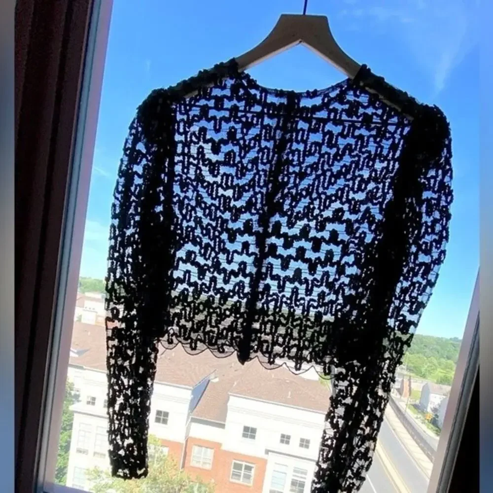 Handmade Black Sheer Sequin Top Size S-M